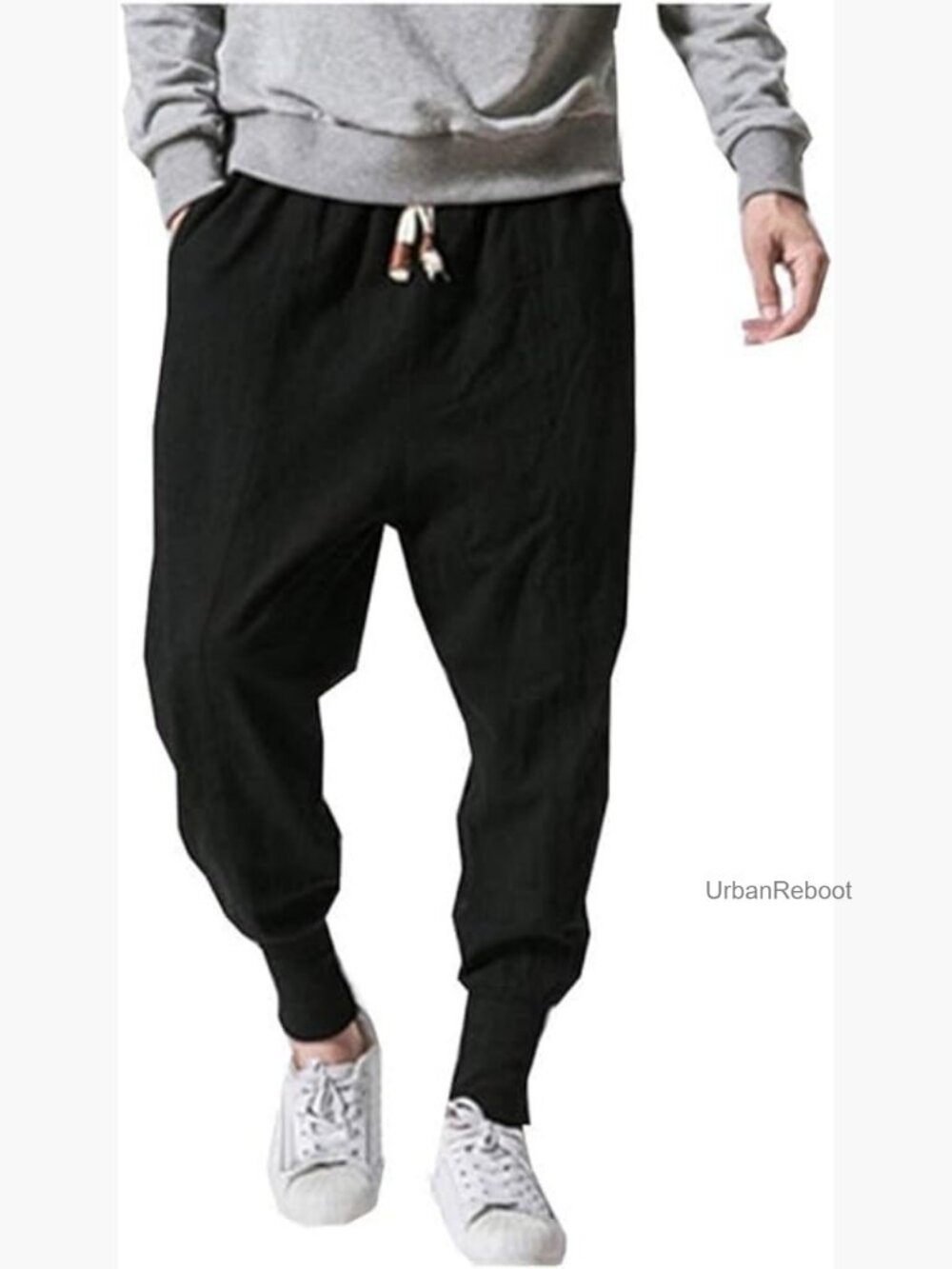 Linen Drop Crotch Wide Leg Baggy Harem Pants